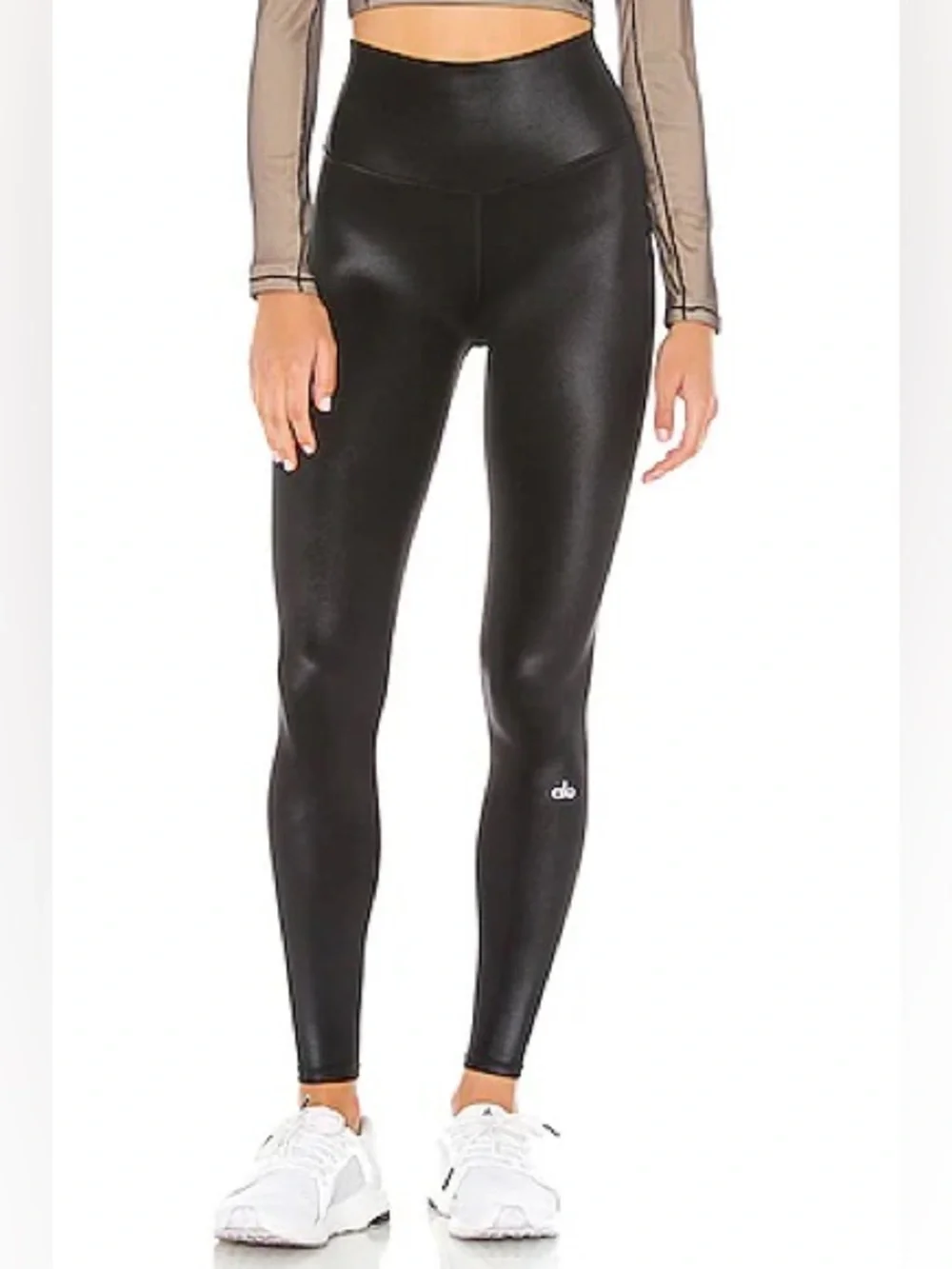 ALO High Waist Shine Legging in Black Shine Size Medium